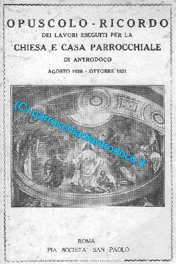 Opuscolo-Ricordo dei lavori eseguiti per la Chiesa Parrocchiale di Antrodoco (1931)